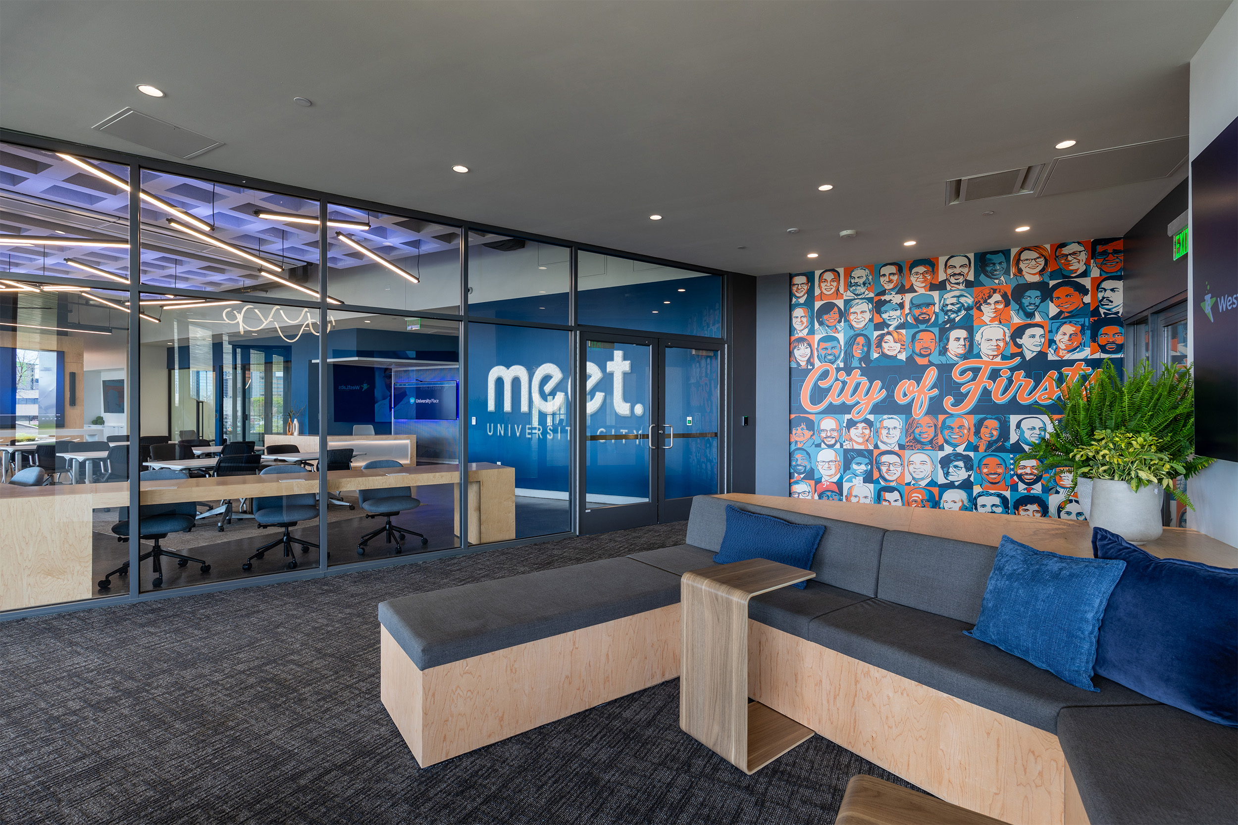 Premium coworking lounge at MEET University City